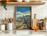 Montreal Canada Travel Print, Montreal Skyline Wall Art, Old Montreal Poster, Mount Royal Illustration, Quebec City Travel Decor