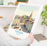 Vienna Travel Poster, St Stephens Cathedral Wall Art, Vienna City Print, Austrian Architecture Illustration, Vintage Europe Vienna Gift NQ Media Designs
