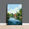 Stratford upon Avon Travel Print, River Avon Wall Art, Royal Shakespeare Theatre Poster, Holy Trinity Church Illustration, UK Decor