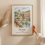 Rome Italy Watercolour Print, Colosseum Wall Art, St Peter's Basilica Poster, Tiber River Print, Italian Coordinates Print