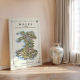 Wales Illustrated Map Print, Welsh Wall Art, Snowdonia Map Poster, Framed or Canvas Print, Wales Gift Print