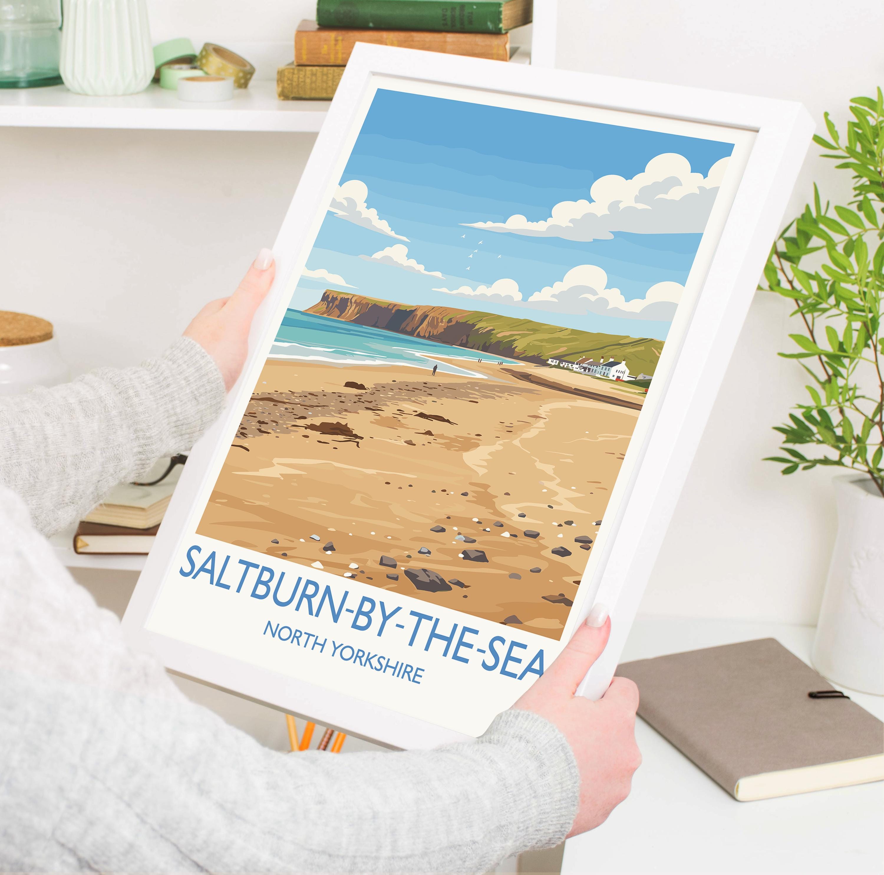 Saltburn by the Sea Travel Print, Travel Poster of Saltburn by the Sea, Yorkshire Gift, England, North Yorkshire Art, Saltburn Wall Art Gift NQ Media Designs