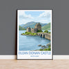 Eilean Donan Castle Scotland Travel Poster, Scottish Highlands Castle Wall Art, Landscape Print, Iconic Scotland Illustration, UK Decor