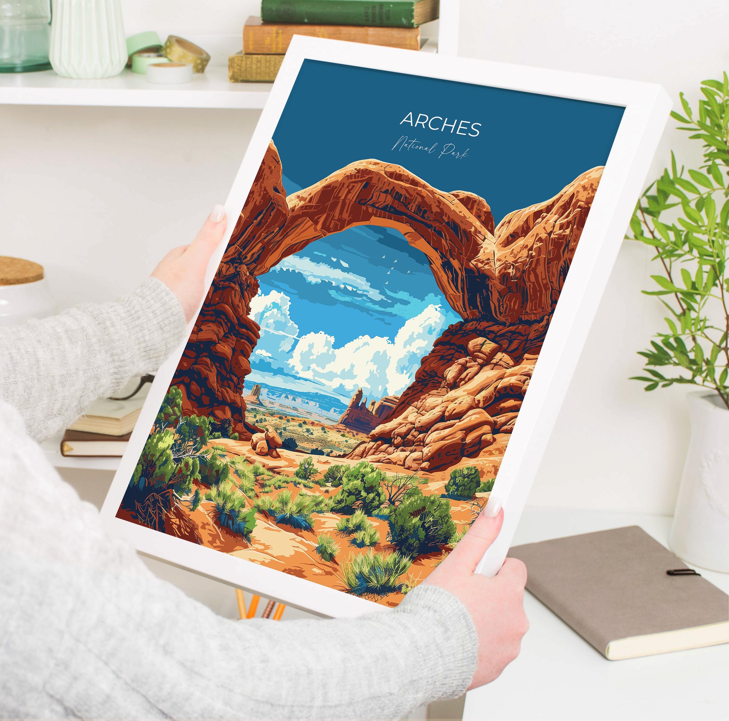Arches National Park Travel Print Wall Art, Travel Poster of Arches, National Park Art Lovers Gift, Utah, USA, Travel Wall Art Gift NQ Media Designs