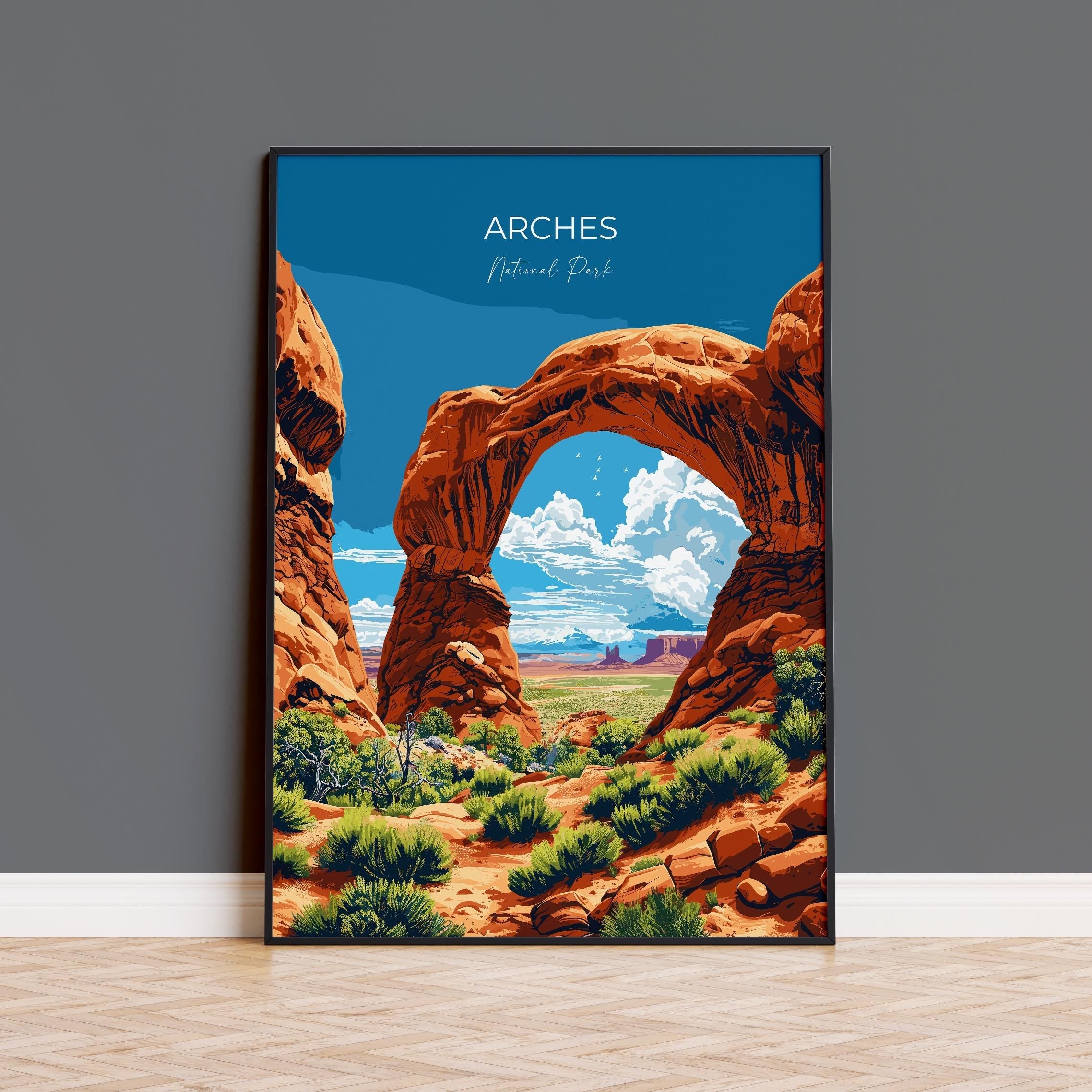 Arches National Park Travel Print Wall Art, Travel Poster of Arches, National Park Art Lovers Gift, Utah, USA, Travel Wall Art Gift NQ Media Designs