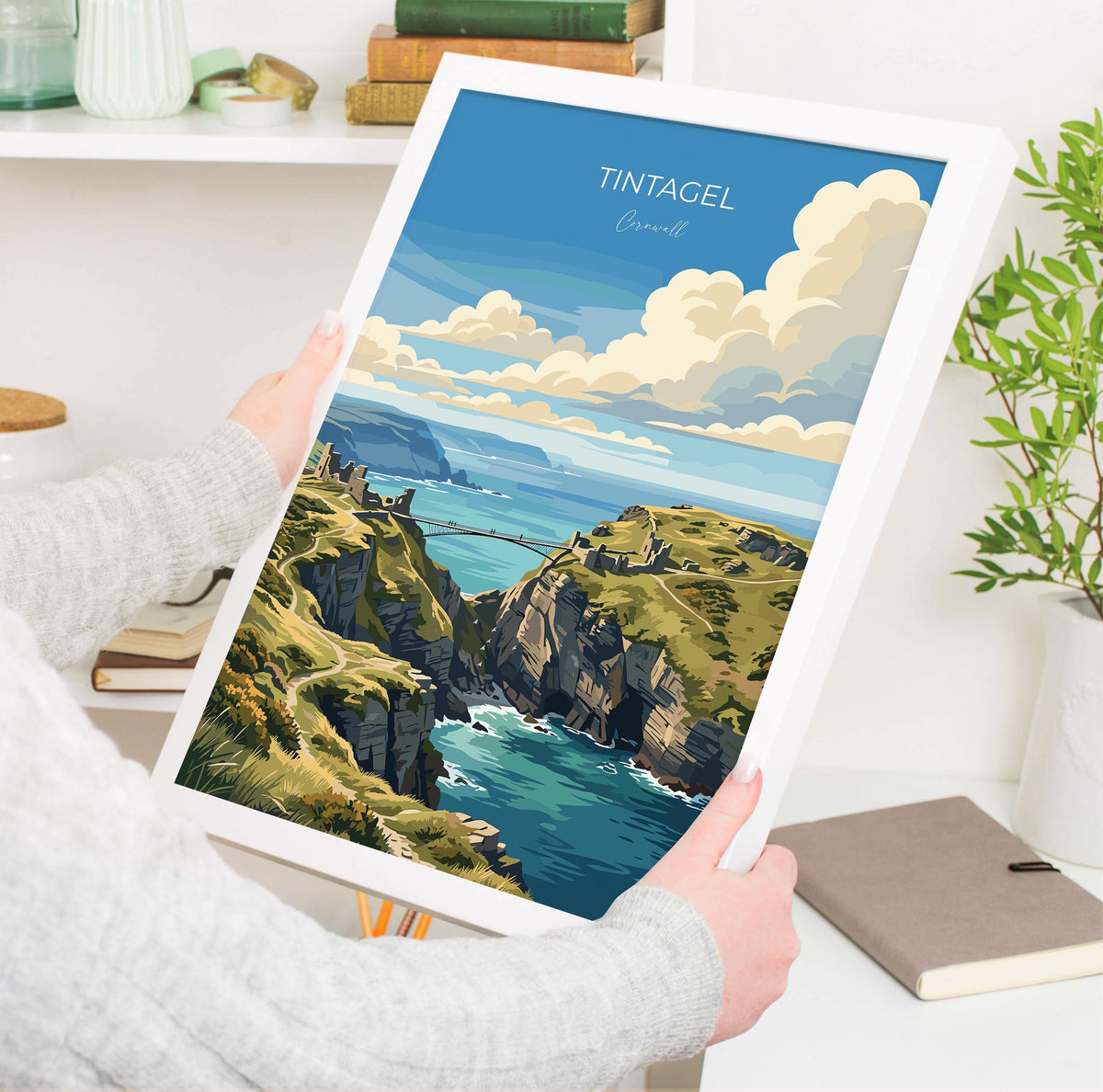 Tintagel Poster, Cornwall Wall Art, King Arthur Castle Print, Cornwall Travel Poster, Tintagel Gift