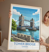 Tower Bridge Travel Print, Travel Poster of Tower Bridge, London Poster, Tower Bridge Gift, London City Art, London Art UK Travel Gift NQ Media Designs