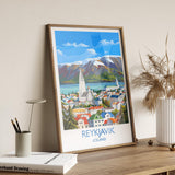 Reykjavik Poster Wall Art, Reykjavik Travel Print, Iceland Wall Art, Reykjavik Art Lovers Gift, Iceland Gift NQ Media Designs