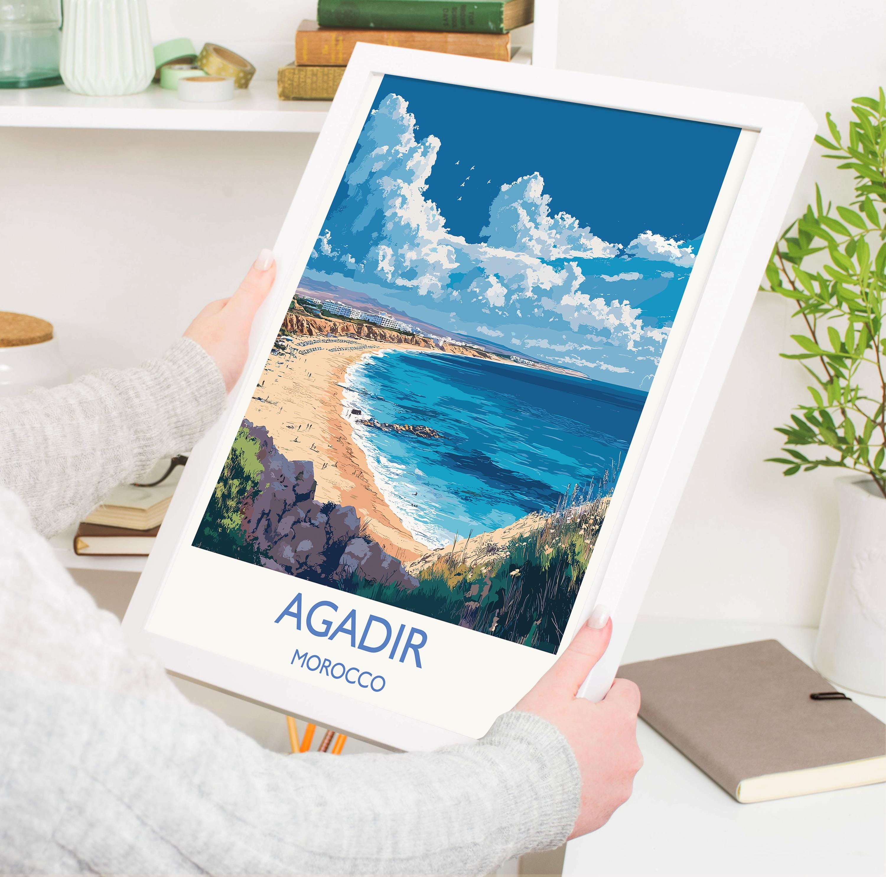Agadir Travel Print Wall Art, Travel Poster of Agadir, Agadir Art Lovers Gift, Morocco Wall Art NQ Media Designs