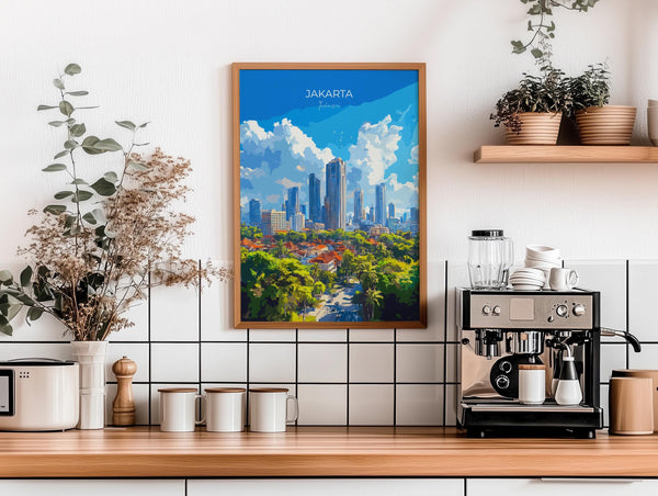 Jakarta Travel Poster, Travel Print of Jakarta, Indonesia, Jakarta Art Lovers Gift, Wall Art Decor Print Gift