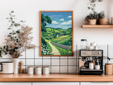Derbyshire Travel Print Wall Art, Derbyshire Travel Poster, English Countryside Art Gift, Wall Art Print NQ Media Designs