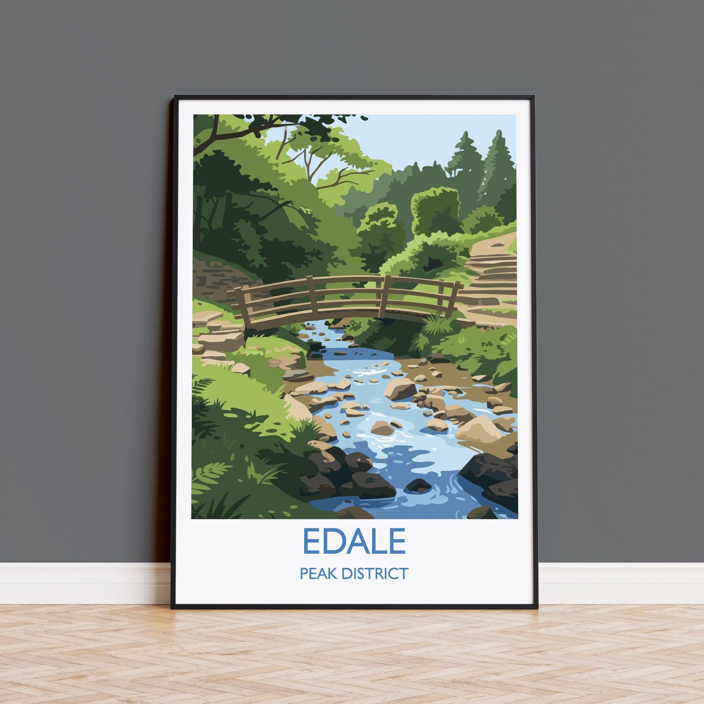 Edale Village, Peak District Travel Print Wall Art, Travel Poster of Peak District Art Lovers Gift, English Countryside NQ Media Designs