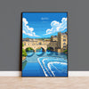 Bath Travel Print, Travel Poster of Bath, England, Cotswolds Art, English City Gift, Avon Wall Art Print