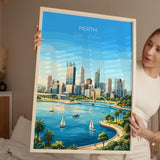 Perth Australia Poster, Western Australia Wall Art, Swan River Travel Print, Coastal City Decor, Australian Gift