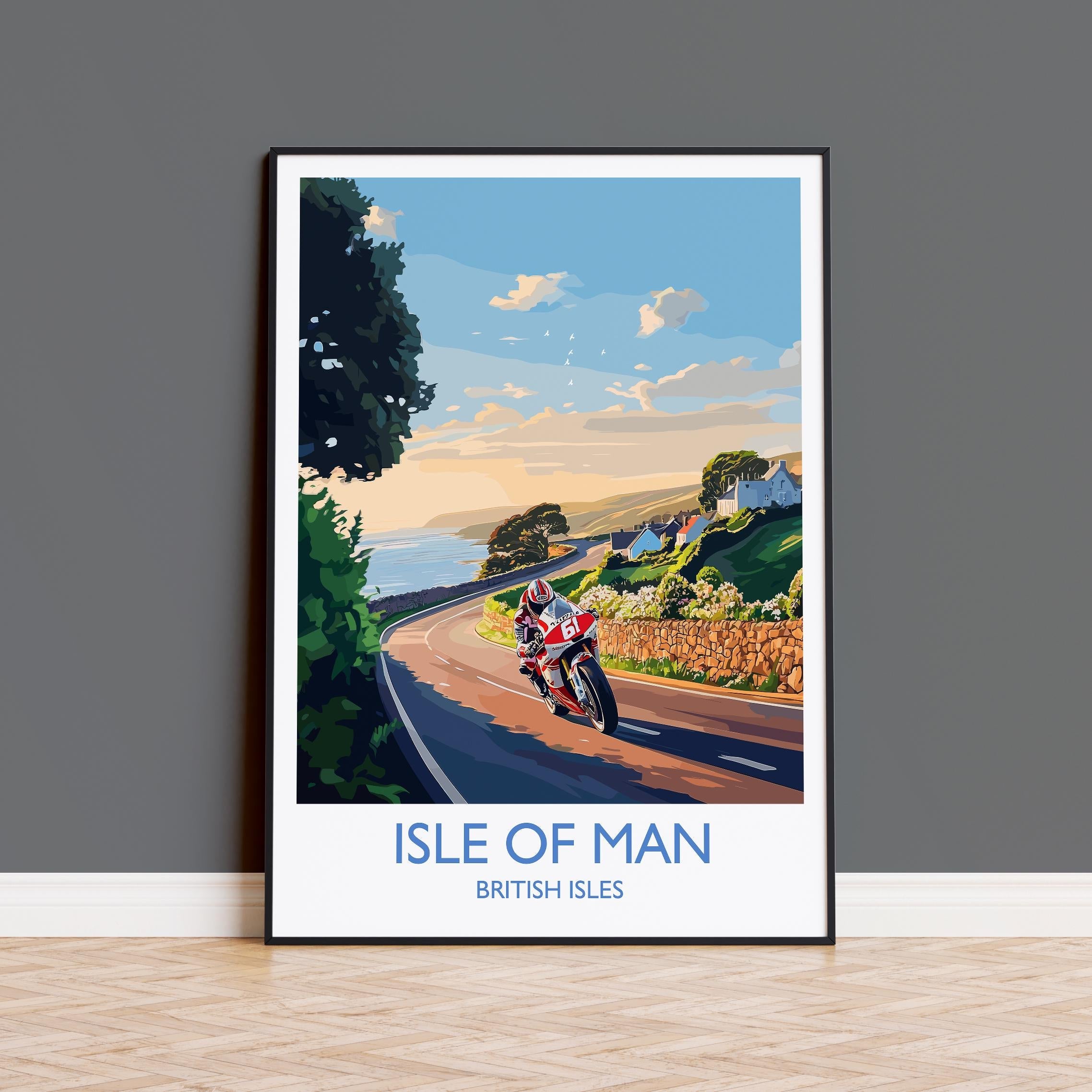 Isle of Man Print, Travel Poster of Isle of Man, Motorbike Racing, Isle of Man Art Gift,British Isles Wall Art Print NQ Media Designs