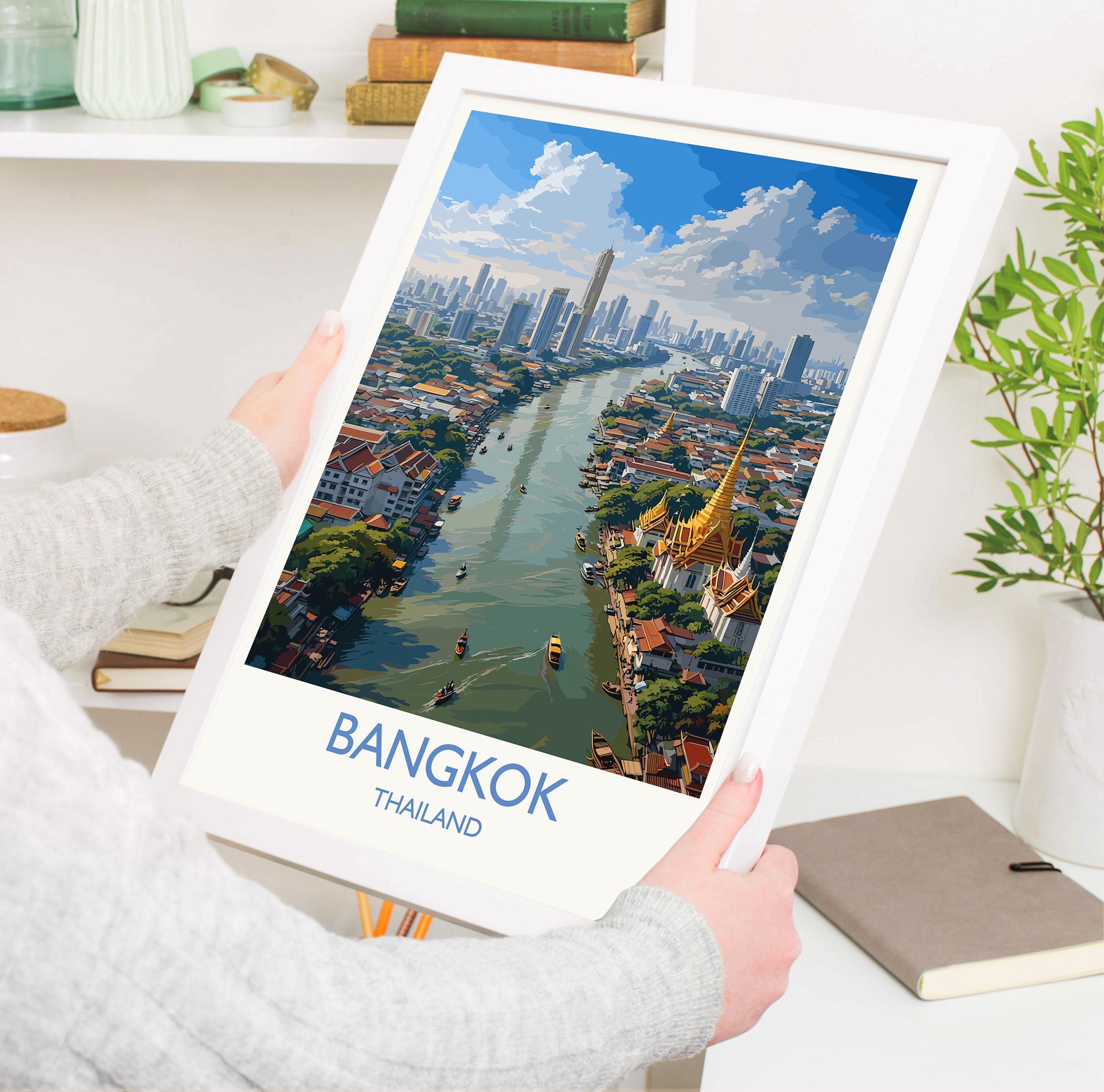 Bangkok Poster Wall Art, Bangkok Travel Print, Thailand Wall Art, Bangkok Art Lovers Gift, Thailand Gift