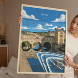 Bath Travel Print, Travel Poster of Bath, England, Cotswolds Art, English City Gift, Avon Wall Art Print NQ Media Designs