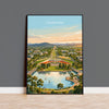 Canberra Australia Travel Poster, Parliament House Wall Art, Australian Capital City Print, Lake Burley Griffin Illustration, Australia Art