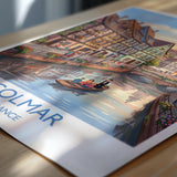 Colmar France Travel Poster, Alsace Village Wall Art, Little Venice Canal Print, Colourful Houses Illustration, Europe Decor