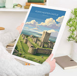 Portchester Castle Poster, Hampshire Wall Art, Norman Castle Print, England Travel Poster, Portchester Gift