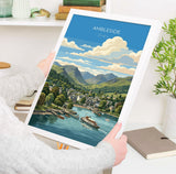 Ambleside Poster, Lake Windermere Wall Art, Cumbria Print, England Travel Poster, Ambleside Gift