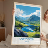 Snowdon Travel Poster, Snowdon Travel Print, Wales, Welsh Art, Snowdonia Gift, Wall Art Print NQ Media Designs