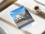 St Albans Travel Poster Wall Art, Travel Print of St Albans, Hertfordshire, England, English Cathedral City Gift NQ Media Designs