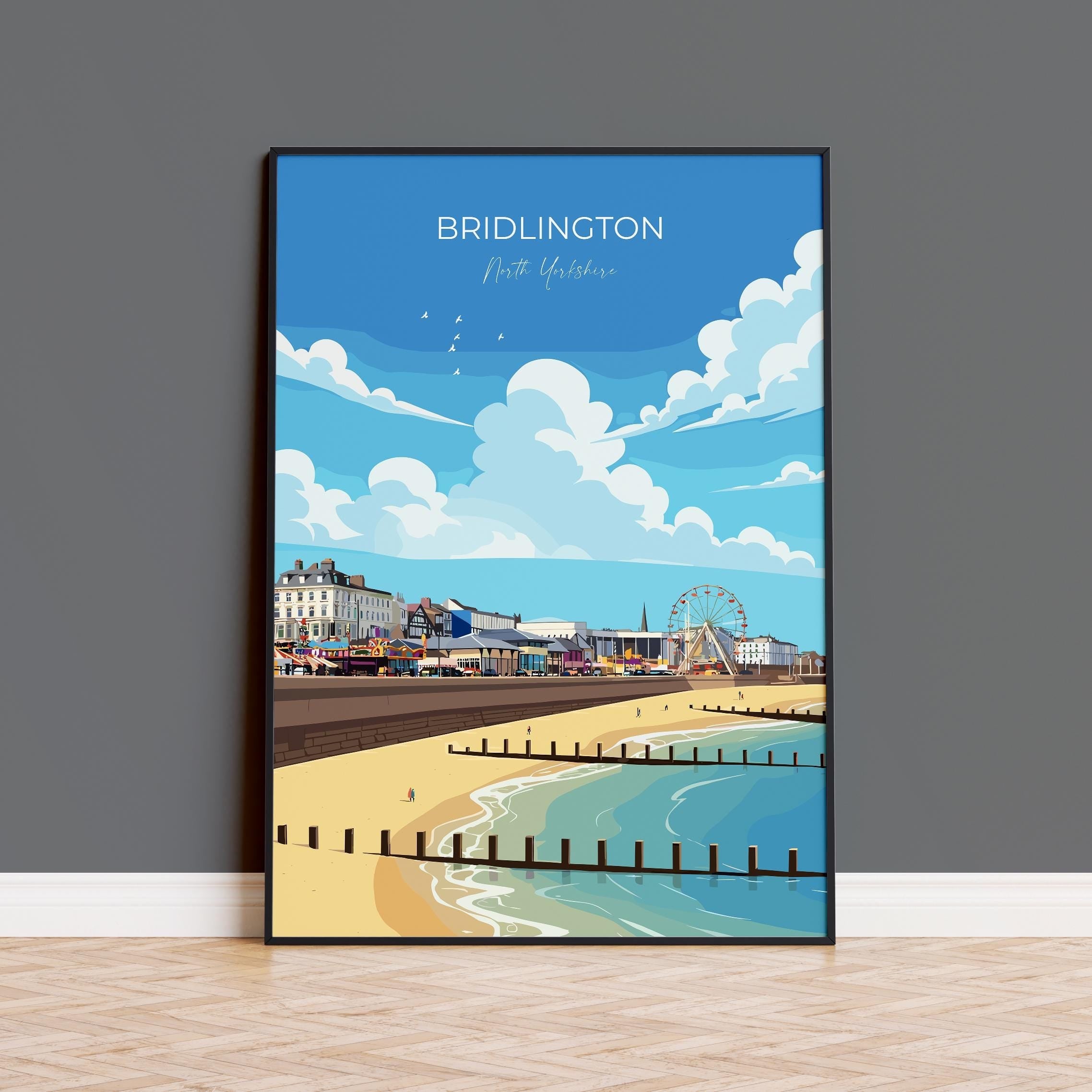 Bridlington Travel Poster, Travel Print of Bridlington, Yorkshire Gift, England, North Yorkshire Art, Bridlington Gift, Wall Art Print NQ Media Designs