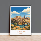 Toledo Spain Print, Toledo Cathedral Wall Art with Border, Alcazar Poster, Spain Travel Print, Toledo Gift Print