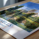 Wells Travel Poster Wall Art, Travel Print of Wells Cathedral England, Somerset Art Lovers Gift, Travel Art Gift NQ Media Designs