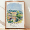Chatsworth Travel Print Wall Art, Travel Poster of Chatsworth, England, Peak District Art Lovers Watercolour Gift, English Countryside