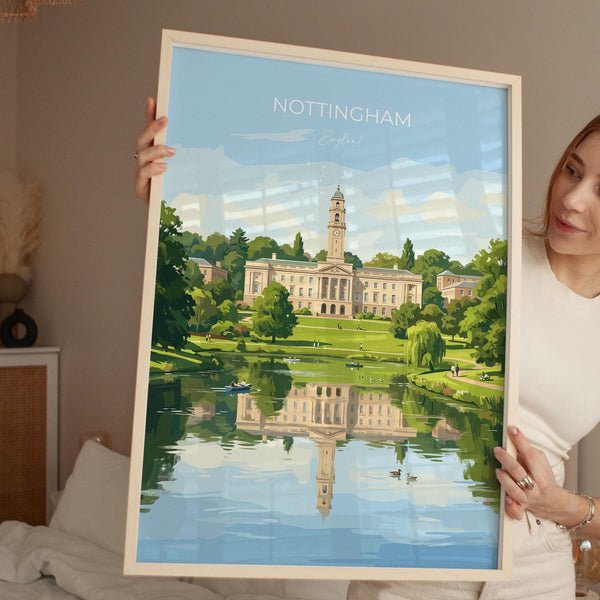 Nottingham University Travel Print, University of Nottingham Wall Art, Historic UK University Illustration, Nottingham Poster Gift