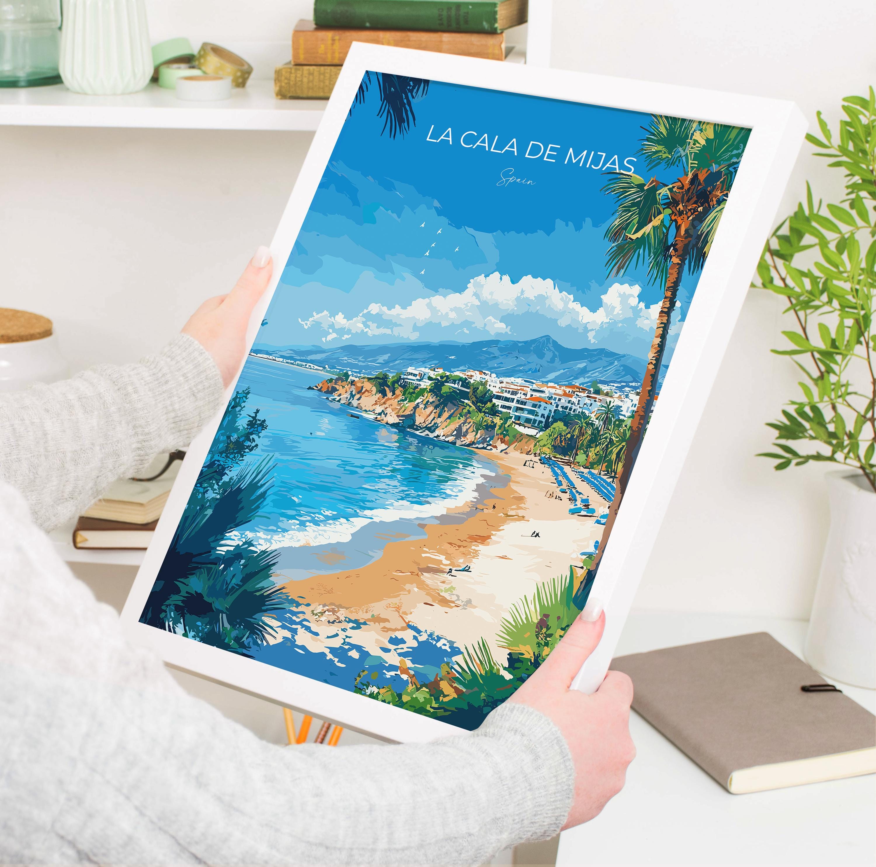 La Cala de Mijas Travel Print, Travel Poster of La Cala de Mijas, Spain, Malaga Gift, Spain Gift Art, Wall Art Print NQ Media Designs