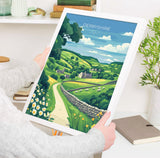 Derbyshire Travel Print Wall Art, Derbyshire Travel Poster, English Countryside Art Gift, Wall Art Print NQ Media Designs
