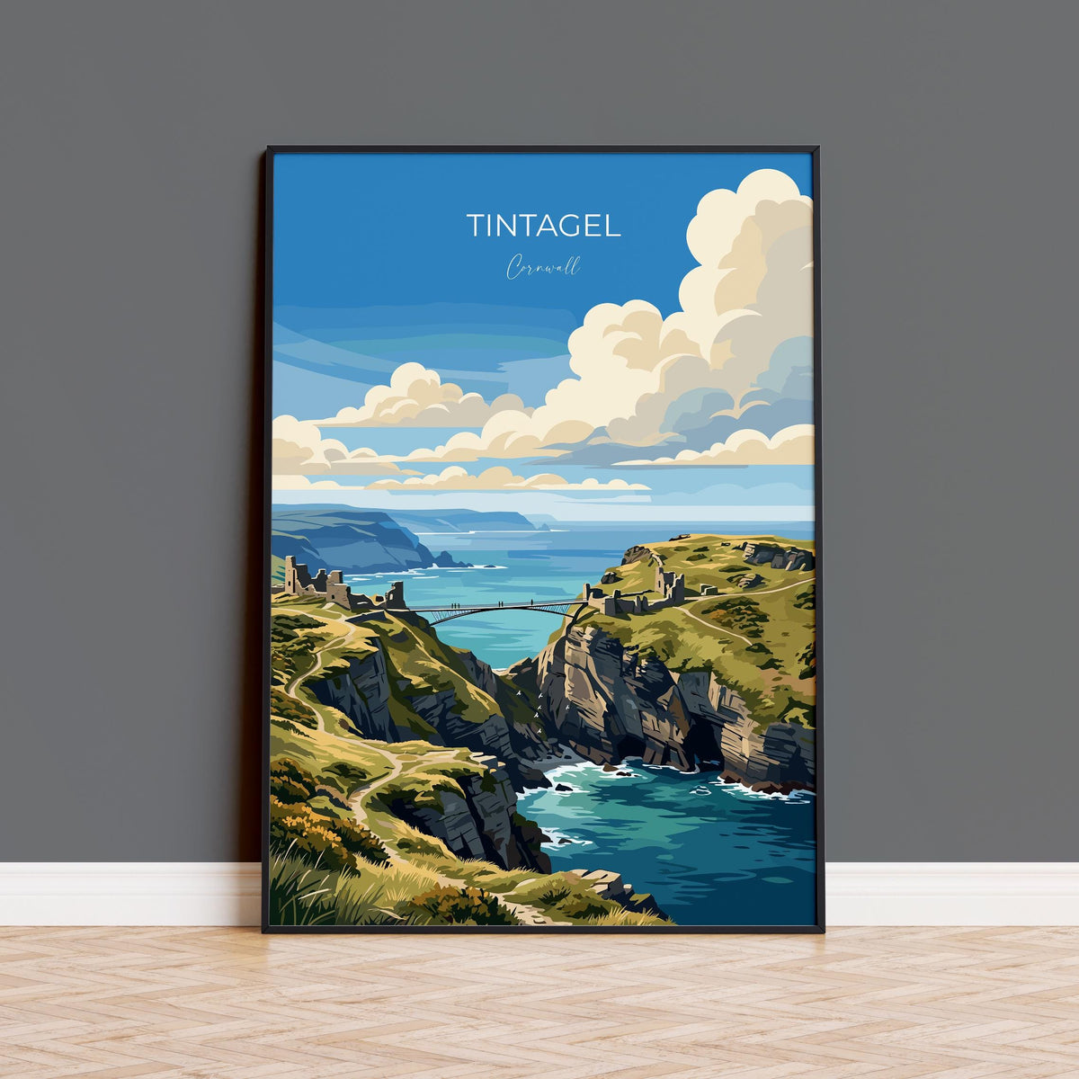 Tintagel Poster, Cornwall Wall Art, King Arthur Castle Print, Cornwall Travel Poster, Tintagel Gift