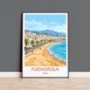 Fuengirola Spain Travel Poster, Costa del Sol Beach Wall Art, Seaside Promenade Print, Spanish Coastal Illustration, Holiday Decor