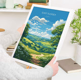 East Sussex Travel Print Wall Art, East Sussex Travel Poster, English Countryside Art Gift, Wall Art Print NQ Media Designs