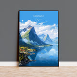 Norway Travel Poster, Travel Print of Fjords, Norway Poster, Scandinavia Art Gift, Norway Art Lovers Travel Gift NQ Media Designs