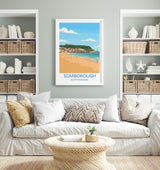 Scarborough Beach Travel Print, Travel Poster of Scarborough, North Yorkshire Gift, England, Scarborough Gift, Wall Art Print NQ Media Designs