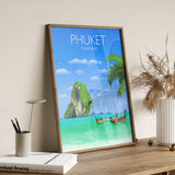 a picture frame with a picture of a tropical island