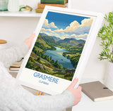 Grasmere Print, Lake District Wall Art with Border, Cumbria Poster, England Travel Print, Grasmere Gift Print