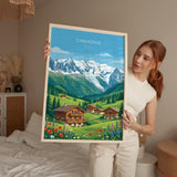 Chamonix Travel Poster Wall Art, Travel Print of Chamonix, French Alps Summer Art Lovers Gift, Wall Art Print NQ Media Designs