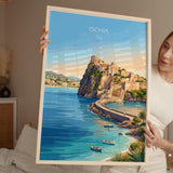 Ischia Italy Poster, Italian Island Wall Art, Gulf of Naples Travel Print, Mediterranean Coastal Decor, Italy Gift