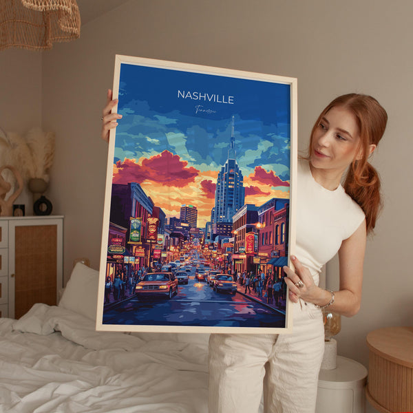 Nashville Travel Poster Wall Art, Travel Print of Nashville, Nashville Art Lovers Gift, Tennessee USA Art Gift