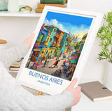 La Boca Buenos Aires Travel Poster, Caminito Wall Art, Colourful Argentina Print, Buenos Aires Illustration, Vintage Style South America