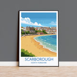 Scarborough Beach Travel Print, Travel Poster of Scarborough, North Yorkshire Gift, England, Scarborough Gift, Wall Art Print NQ Media Designs