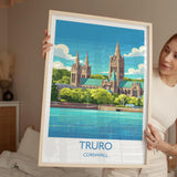Truro Travel Print, Travel Poster of Truro, England, Cornwall Art, Truro Cathedral Art Lovers Gift, Wall Art Print NQ Media Designs
