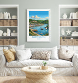 Dartmouth Print, Devon Travel Poster with White Border, River Dart Wall Art, Britannia Royal Naval College Print, Devon Coastal Gift