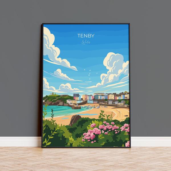 Tenby Travel Print Wall Art, Tenby Travel Poster, Wales, Pembrokeshire Coast, Welsh Art Gift, Wall Art Print