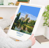 Wells Travel Poster Wall Art, Travel Print of Wells Cathedral England, Somerset Art Lovers Gift, Travel Art Gift NQ Media Designs